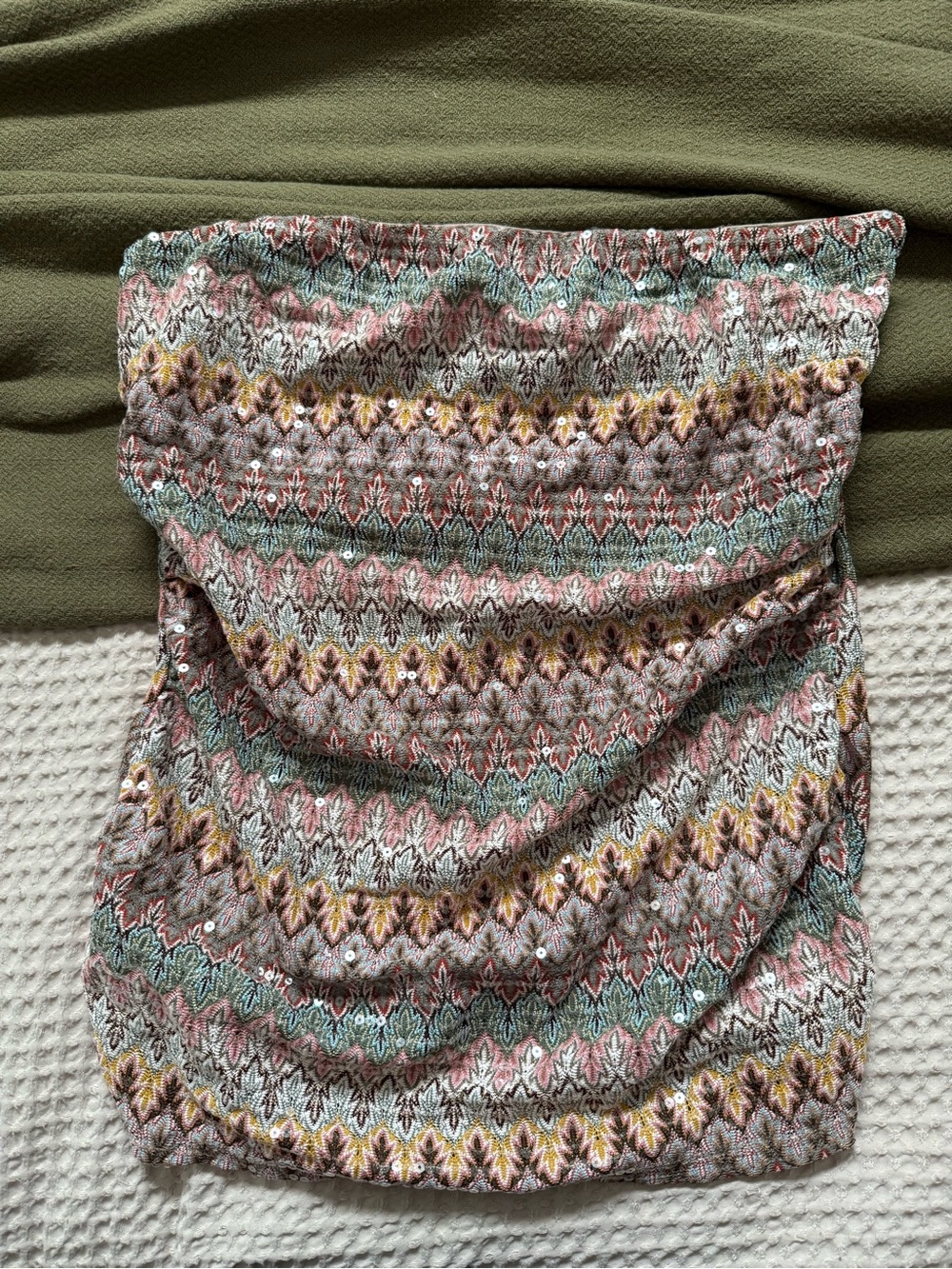 Vintage Y2K Express Multi-Color Knit Sequin Tube Top